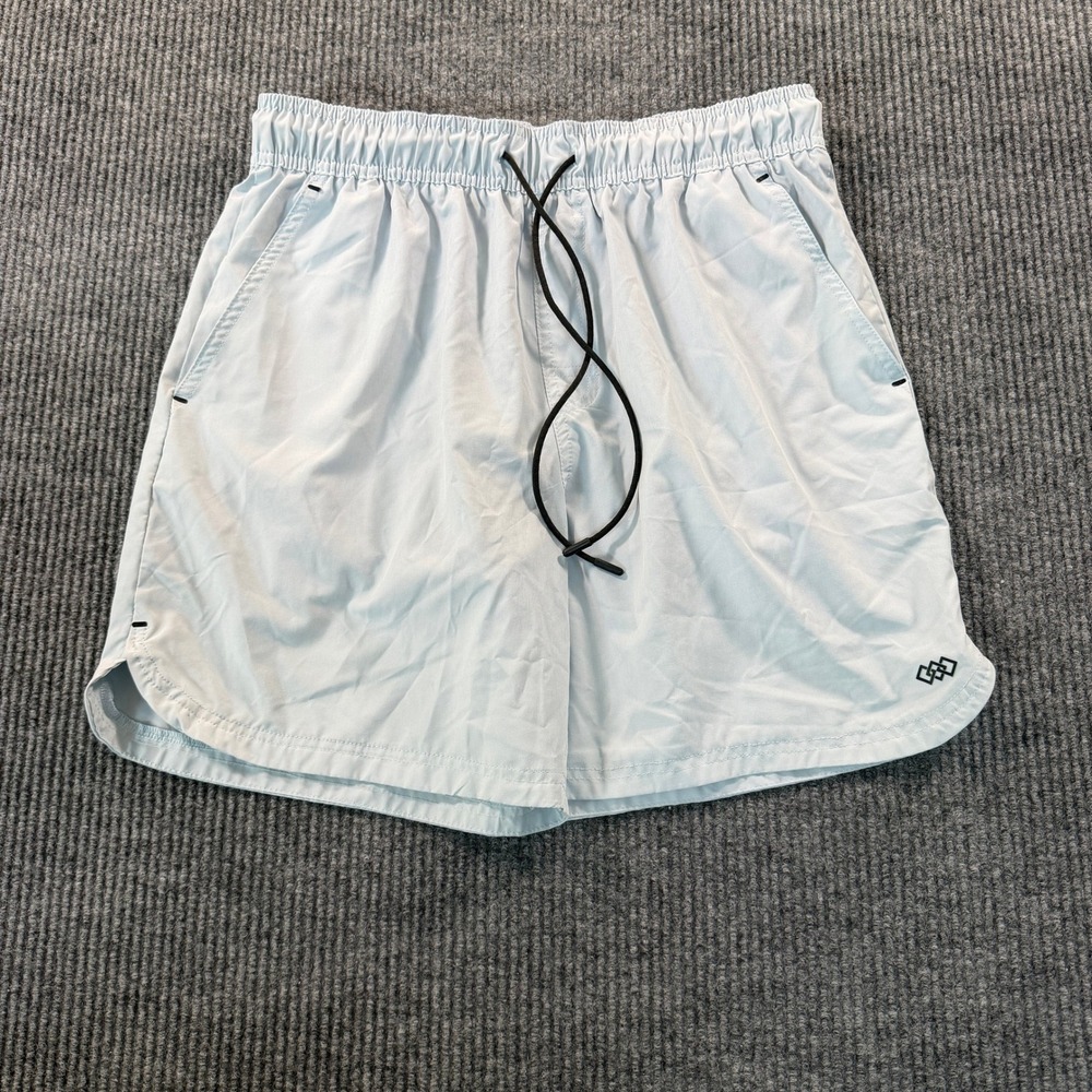 Leg3nd Mens Athletic Training Shorts L Light Blue Elastic Drawstring Waist
